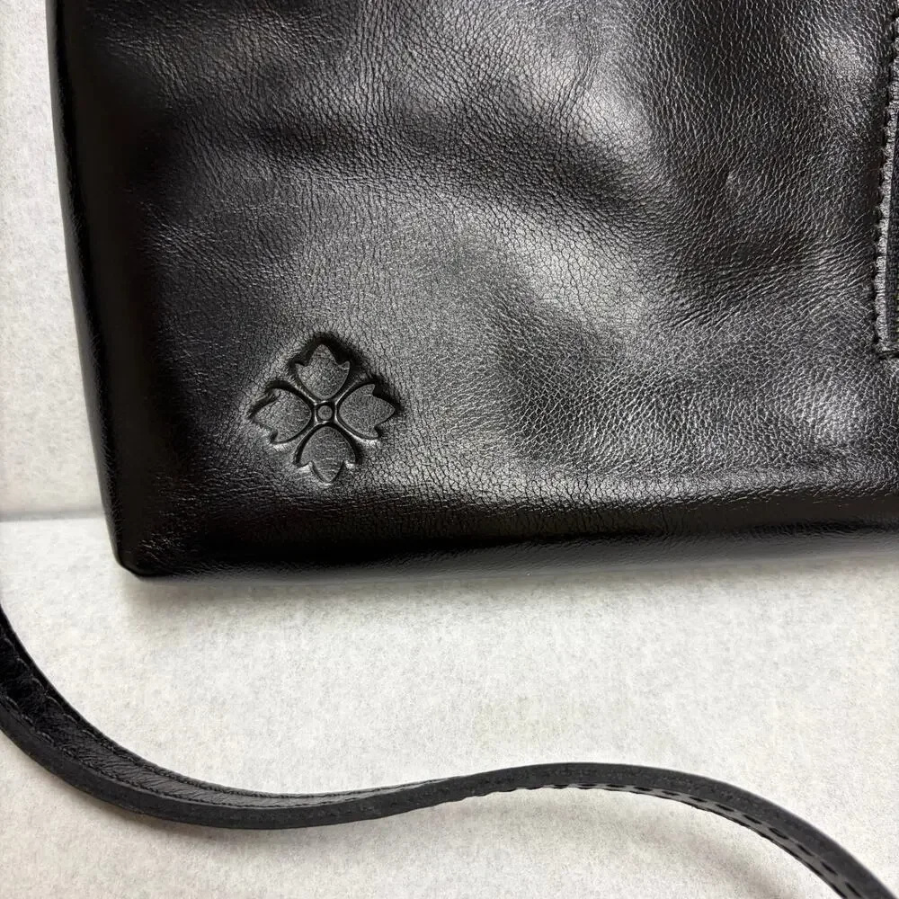 Patricia Nash Black Leather Organizer Messenger Crossbody Minimalist Quiet Lux